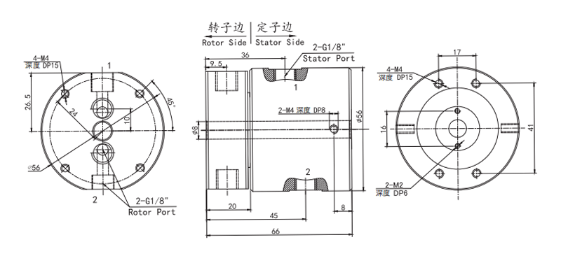 30020063002006系列二通路旋轉(zhuǎn)接頭 系列滑環(huán)外形圖紙