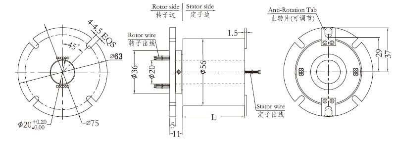 h2056fH2056F系列（轉子法蘭安裝）中空導電環(huán) 系列滑環(huán)外形圖紙