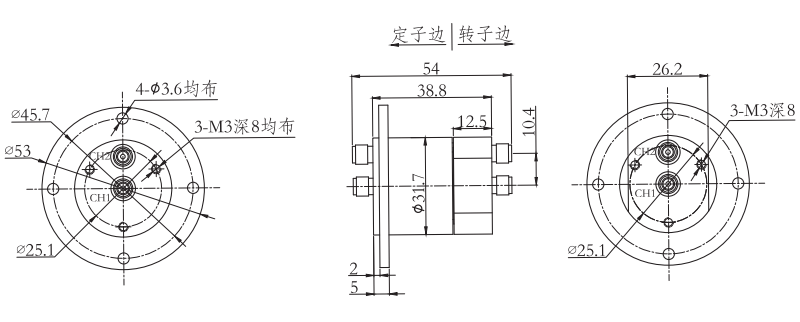 hf0218-31HF0218-31系列兩通道18GHz射頻旋轉(zhuǎn)連接器 系列滑環(huán)外形圖紙